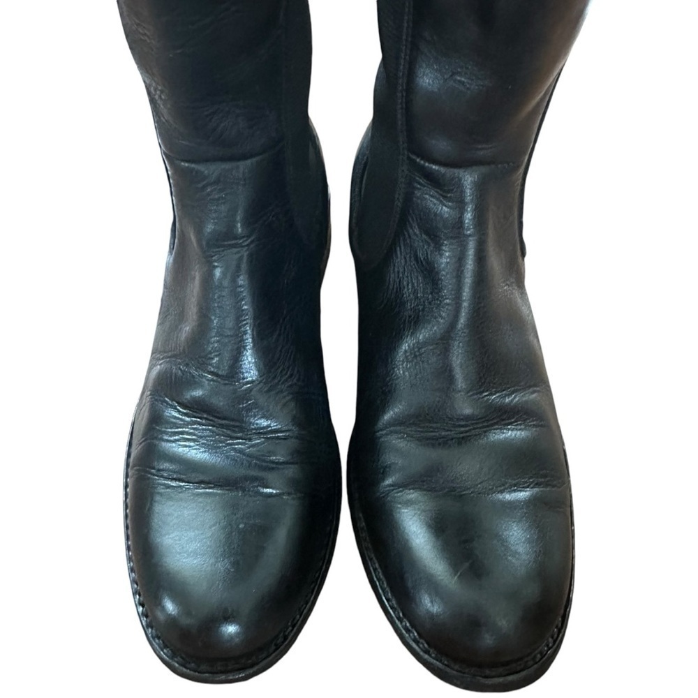 Frye Side Stretch Black Leather Knee High Riding Boots Size 6 - Picture 7 of 14